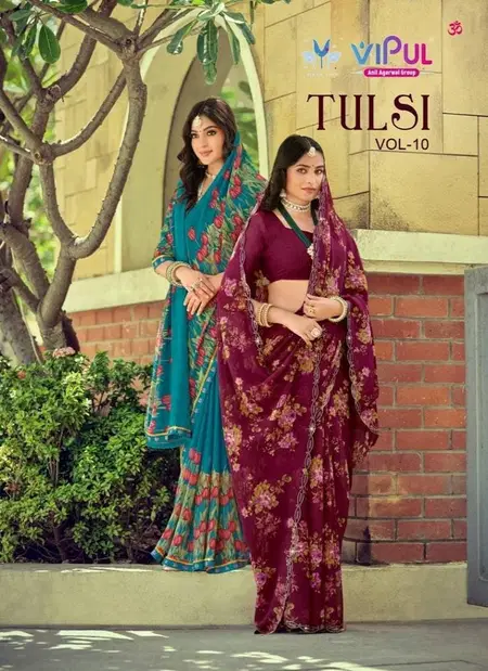 Tulsi Vol 10 By Vipul Georgette Printed Casual Wear Saree Wholesalers In Delhi